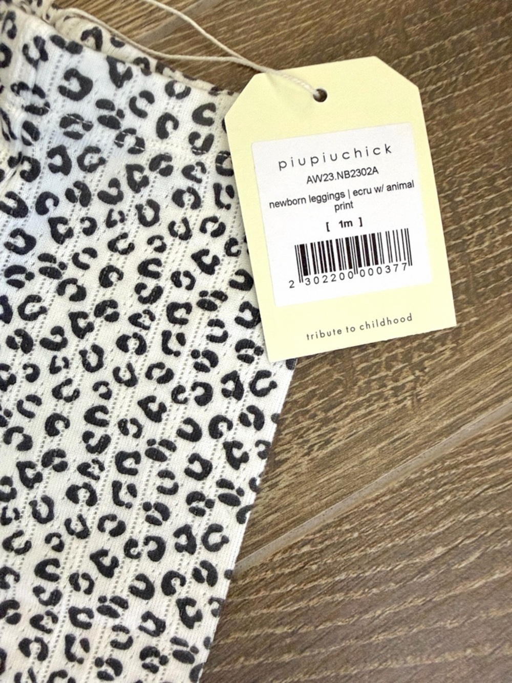 Piupiuchick Newborn Girls' Organic Ruffle Shirt/ Leggings Ecru Leopard Print - Picture 10 of 10
